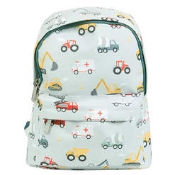 A Little Lovely Company Backpack, Small - Light Blue with Vehicles