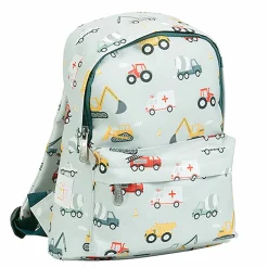 A Little Lovely Company Backpack, Small - Light Blue with Vehicles