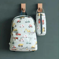 A Little Lovely Company Backpack, Small - Light Blue with Vehicles