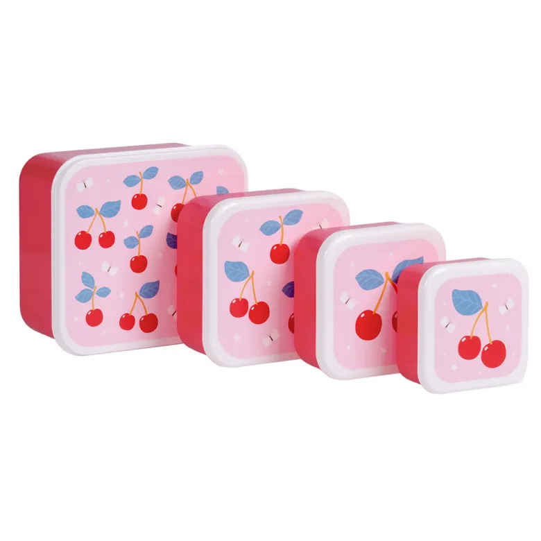A Little Lovely Company Lunchbox Set, 4 Pieces - Cherry