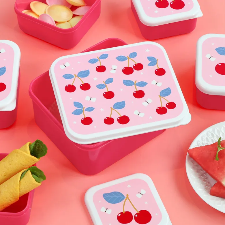A Little Lovely Company Lunchbox Set, 4 Pieces - Cherry