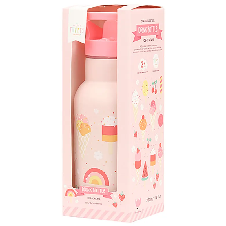 A Little Lovely Company Stainless Steel Drinking Bottle, Ice Cream Cones