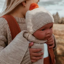 Así dukketøj til babydukke, str. 46 cm, strikke hue - Rust