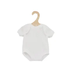 Así dukketøj til Leo og Leonora babydukke, str. 46 cm - Hvid kortærmet bodystocking