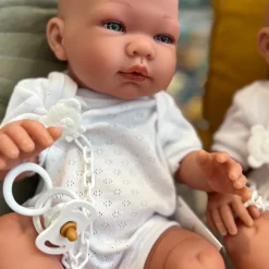 Así dukketøj til Leo og Leonora babydukke, str. 46 cm - Hvid kortærmet bodystocking