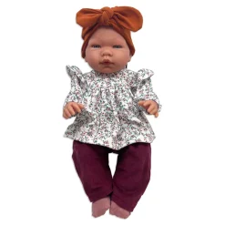 Así dukketøj til Leonora babydukke, str. 46 cm, Kort tunika med flæser - Blomsterprint