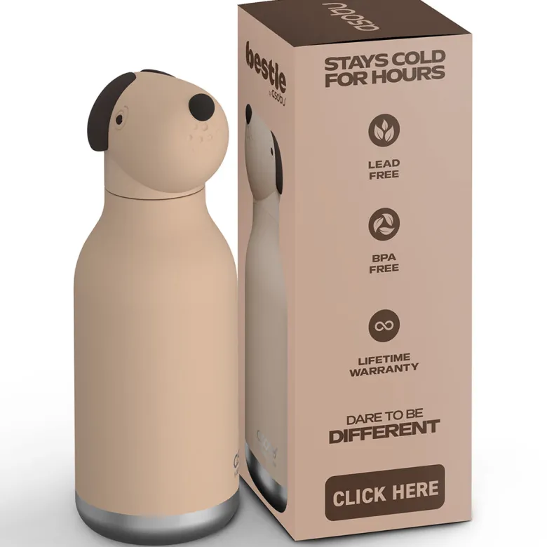 Asobu Bestie Animal Thermal Water Bottle, 460 ml - Brown Dog