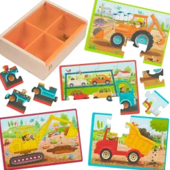 B Toys Puzzle, 4-in-1 - Construction Vehicles