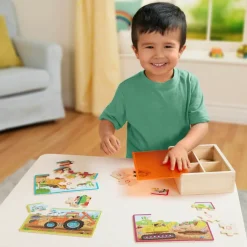 B Toys Puzzle, 4-in-1 - Construction Vehicles