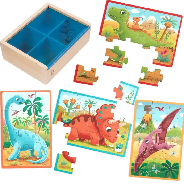 B Toys Puzzle, 4-in-1 - Dino
