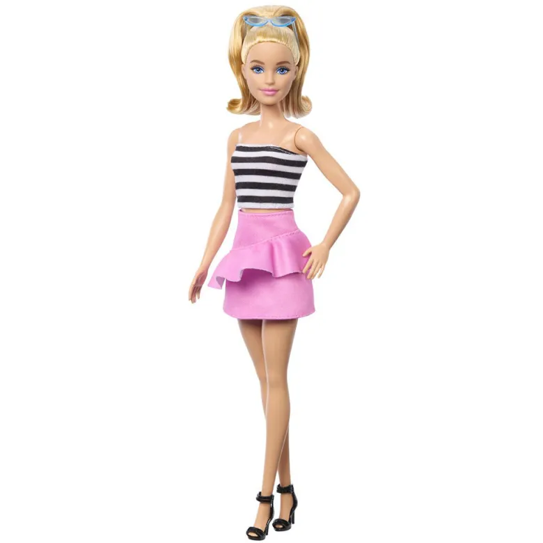 Barbie dukke Fashionistas, Blondt hår og m. pink nederdel