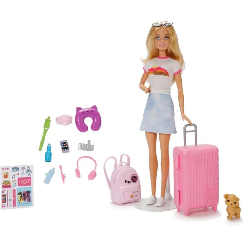 Barbie Travel dukke m. rejsetilbehør - Malibu
