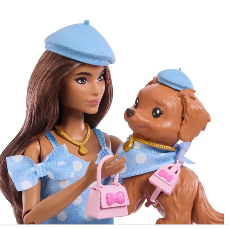 Barbie Twinning Looks Brunette Polka Dots dukke m. hund