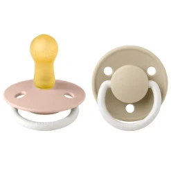 Bibs De Lux 2-Pack, Latex Pacifier, Size 2, Blush GLOW/Vanilla GLOW