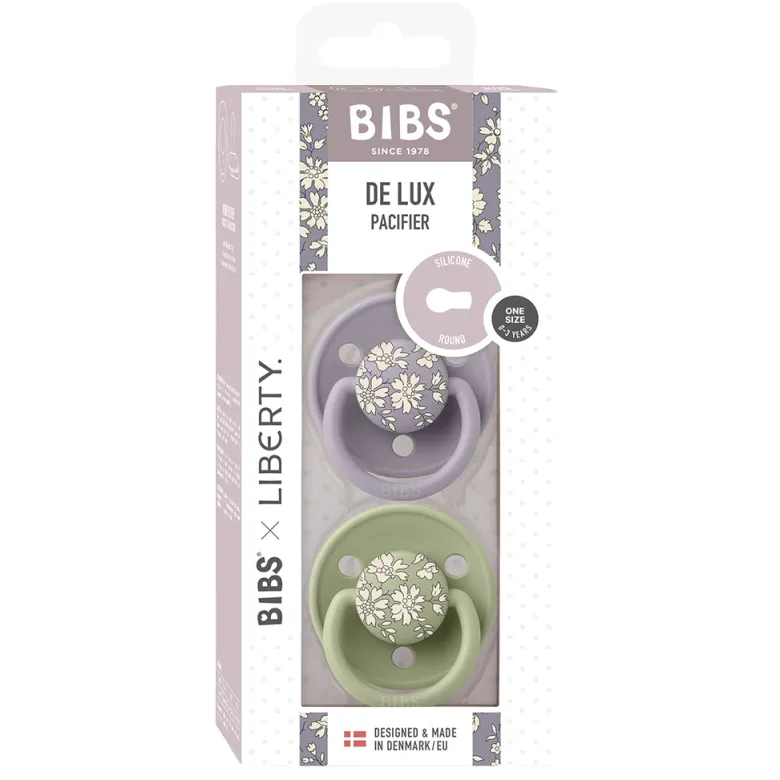 Bibs Liberty De Lux, 2-Pack, Silicone Pacifier, One-Size - Capel - Sage Mix