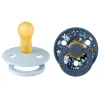 Bibs Liberty, 2-Pack Color, Natural Rubber Pacifiers, Size 2 - Chamomile Lawn - Baby Blue Mix