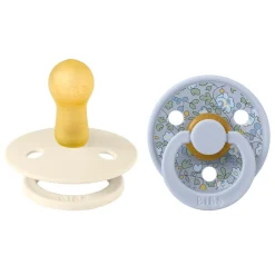 Bibs Liberty, 2-Pack Color, Natural Rubber Pacifiers, Size 2 - Eloise - Dusty Blue Mix