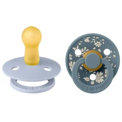 Bibs Liberty, 2-Pack Color, Natural Rubber Pacifiers, Size 2 - Capel - Dusty Blue Mix