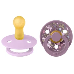 Bibs Liberty, 2-Pack Colour, Natural Rubber Pacifiers, Size 2 – Chamomile Lawn – Violet Sky Mix