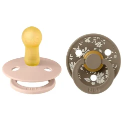 Bibs Liberty, Pack of 2, Natural Rubber Pacifiers, Size 2 - Capel - Blush Mix