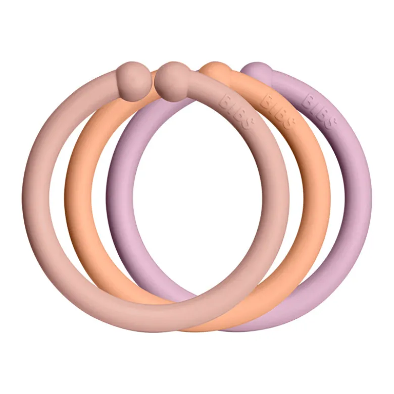 Bibs Loops, Set of 12 Multi-Colored Rings - Blush/Peach/Dusky Lilac