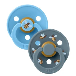 Bibs Natural Rubber Pacifier, Set of 2, Size 2 - Studio Colour, Bumblebee - Breeze Mix