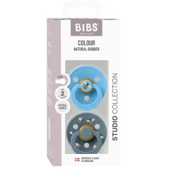 Bibs Natural Rubber Pacifier, Set of 2, Size 2 - Studio Colour, Bumblebee - Breeze Mix