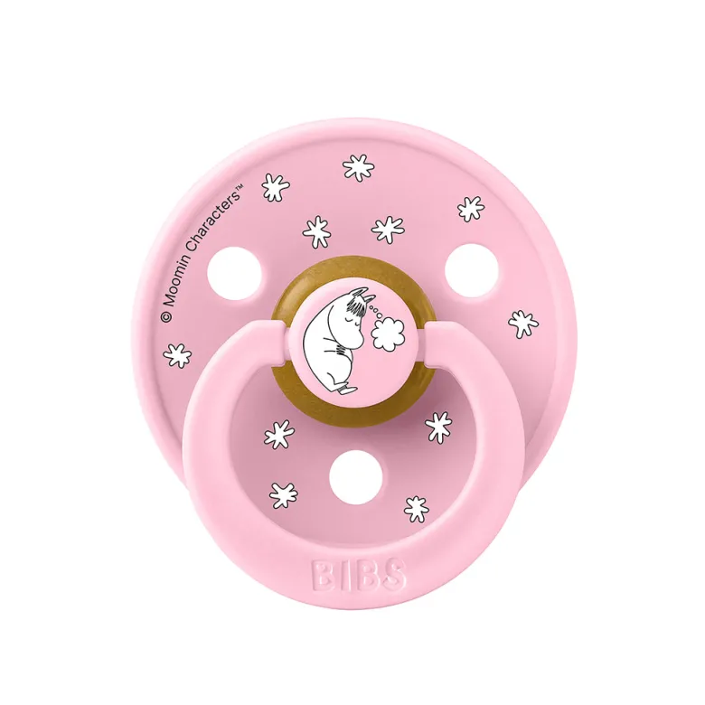 Bibs Natural Rubber Pacifier, 2-Pack, Size 2 - Moomin, Dreaming - Baby Pink Mix