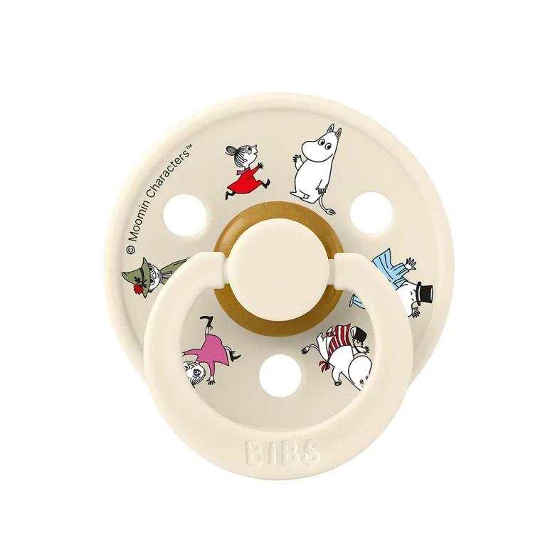 Bibs Natural Rubber Pacifier, 2-Pack, Size 2 - Moomin - Ivory Mix