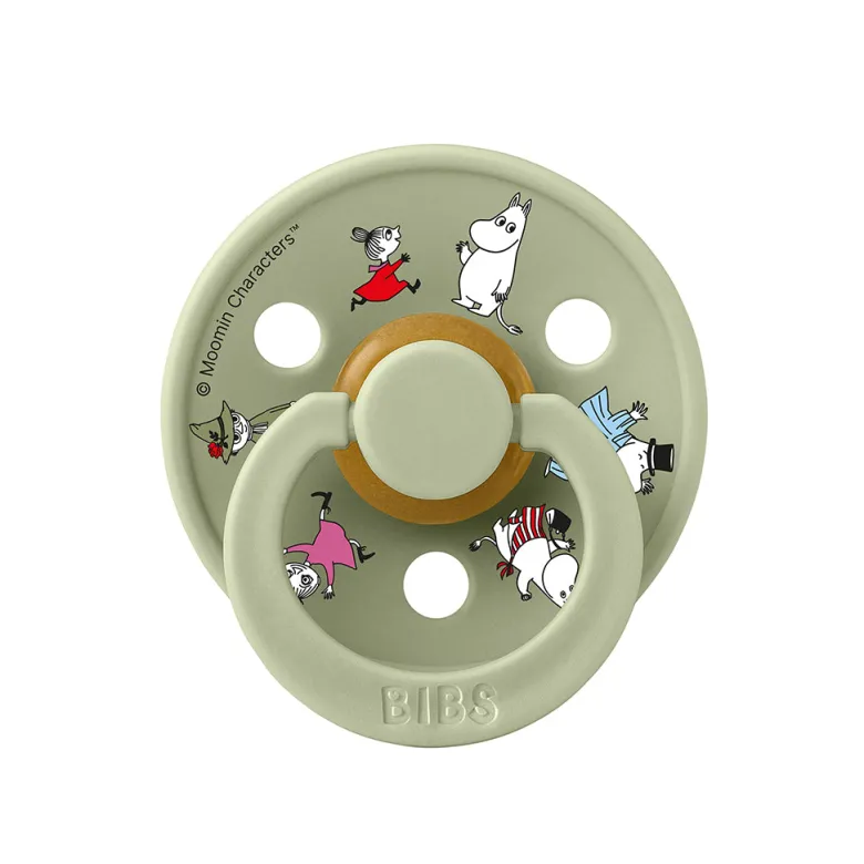 Bibs Natural Rubber Pacifier, 2-Pack, Size 2 - Moomin - Ivory Mix