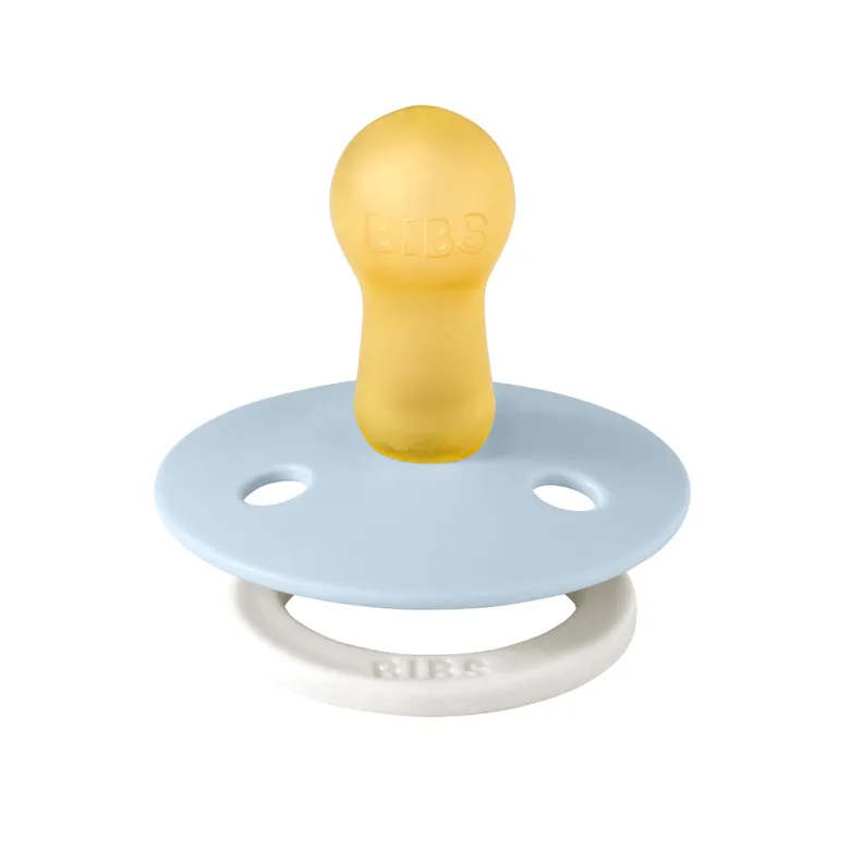 Bibs Pacifier, Natural Rubber, Size 2 – Baby Blue GLOW