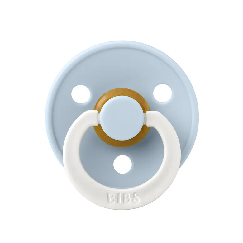 Bibs Pacifier, Natural Rubber, Size 2 – Baby Blue GLOW