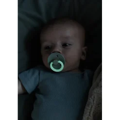 Bibs Pacifier, Natural Rubber, Size 2 – Baby Blue GLOW