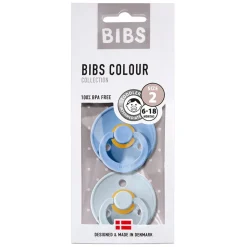 Bibs Pacifier 2-Pack, Natural Rubber Size 2 - Sky Blue/Baby Blue
