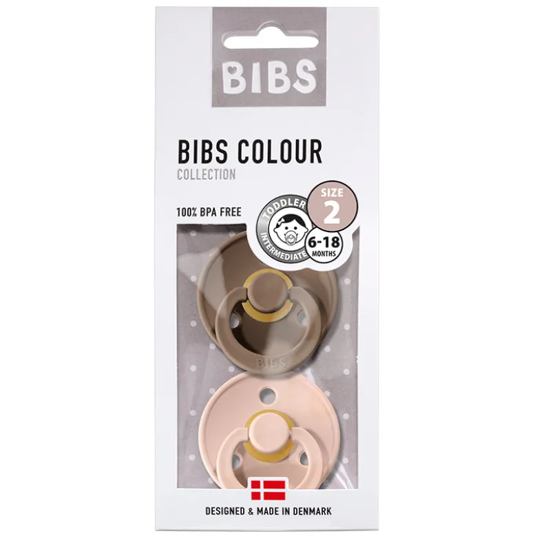 Bibs 2-Pack, Natural Rubber Pacifiers, Size 2 - Dark Oak/Blush