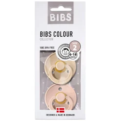 Bibs 2-Pack, Natural Rubber Pacifiers, Size 2 - Vanilla/Blush