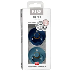 Bibs 2-Pack, Natural Rubber Pacifiers, Size 2 - Deep Space/Petrol