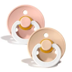 Bibs 2-Pack Natural Rubber Pacifiers, Size 2, Blush Night/Vanilla Night - Glow in the Dark