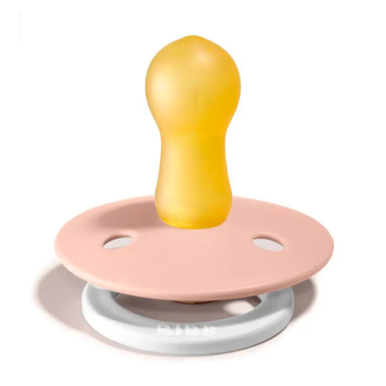Bibs 2-Pack Natural Rubber Pacifiers, Size 2, Blush Night/Vanilla Night - Glow in the Dark