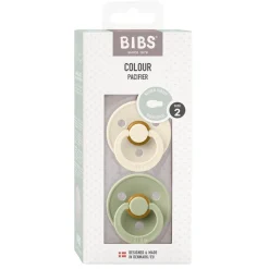 Bibs 2-Pack, Natural Rubber Pacifiers, Size 2 - Ivory/Sage
