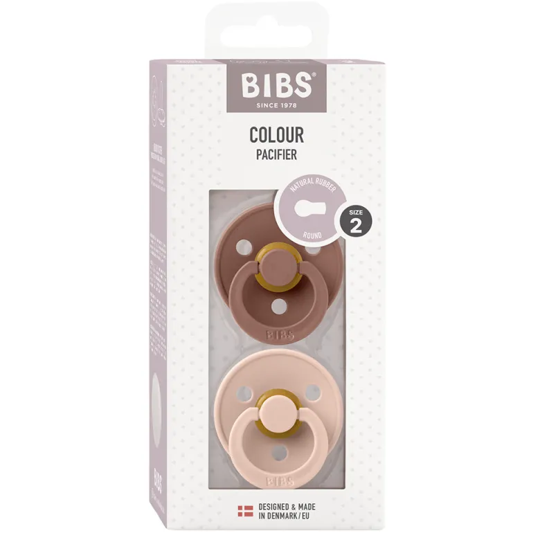 Bibs 2-Pack, Natural Rubber Pacifiers, Size 2 - Woodchuck/Blush