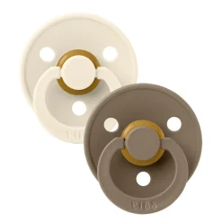 Bibs 2-Pack, Natural Rubber Soothers, Size 2 – Ivory/Dark Oak