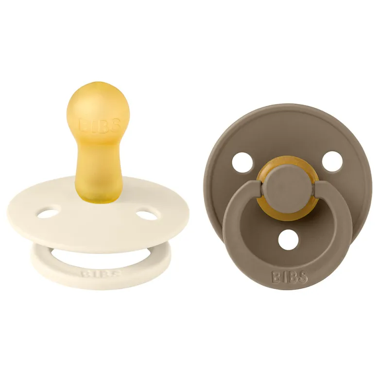 Bibs 2-Pack, Natural Rubber Soothers, Size 2 – Ivory/Dark Oak