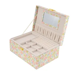 Bon Dep Jewelry Box with Liberty Print, Square - Swirling Petals Pink
