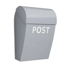 Bruka Design Mailbox, Light Gray with White Text