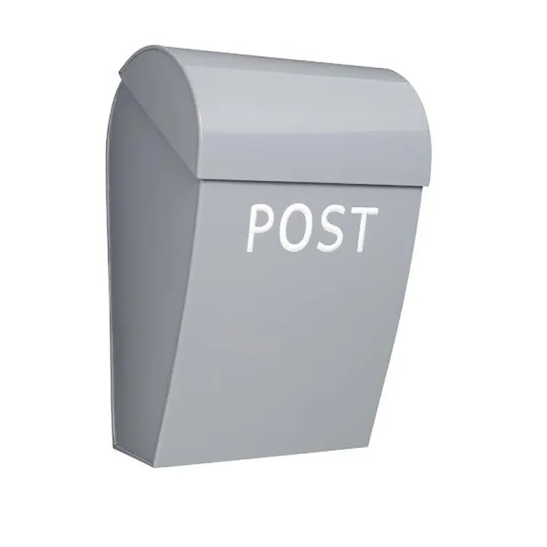 Bruka Design Mailbox, Light Gray with White Text