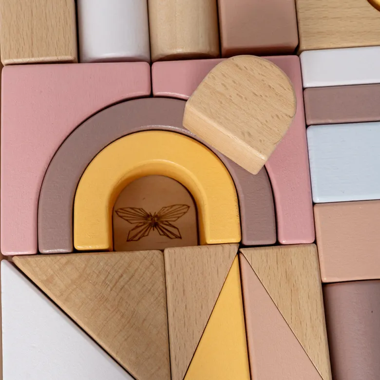By Astrup Wooden Blocks in Tray - Pink