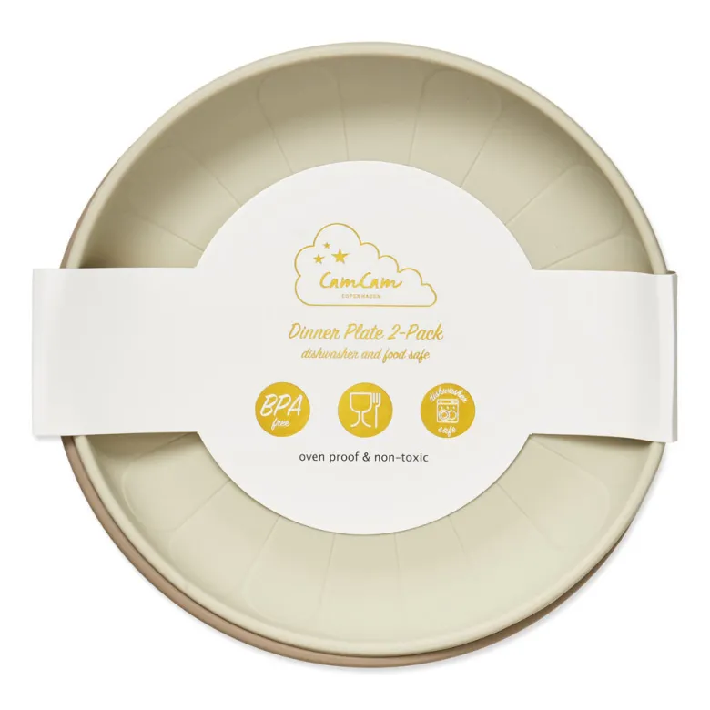 Cam Cam Flat Plates for Kids, Set of 2, Flower Design - Earth Mix