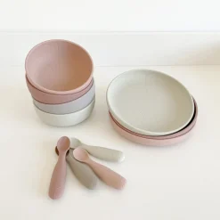 Cam Cam Flat Plates for Kids, Set of 2, Flower Design - Earth Mix