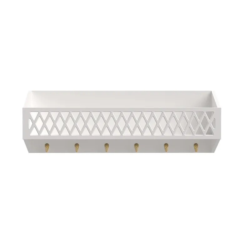 Cam Cam Harlequin hylde med kroge - White